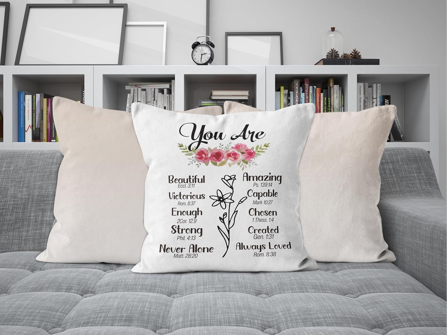 Regalos cristianos para mujeres, fundas de almohada de decoración cristiana de 18 x 18 pulgadas, regalos cristianos para mujeres, fundas de almohada