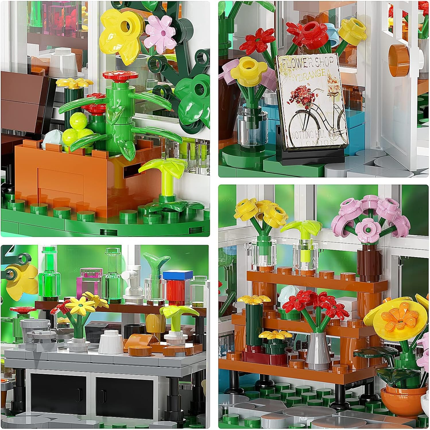 Juego de construcción de casa de flores, gran regalo para amigos o niñas, juguete de construcción de invernadero con luz LED, modelo de casa de