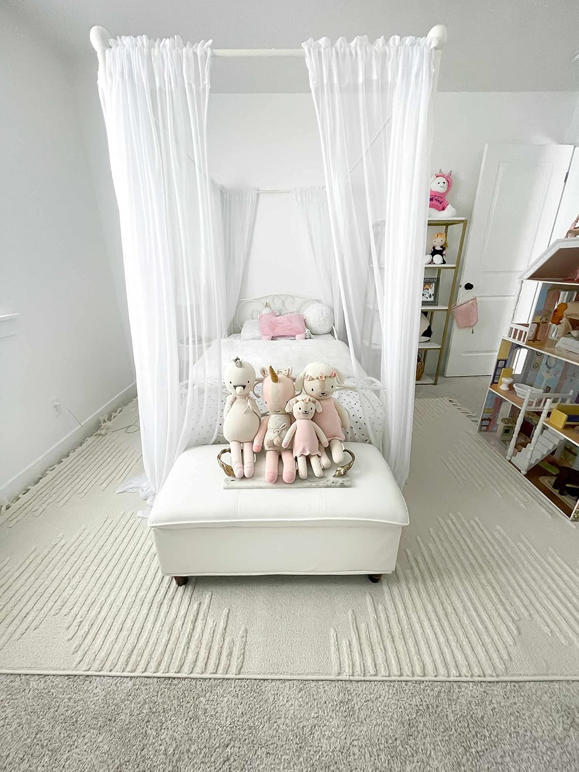 Hauteloom Noah Palimbang – Alfombra suave de pelo largo neutro para sala de estar, dormitorio, pelo de felpa alta y baja, estilo bohemio de granja,