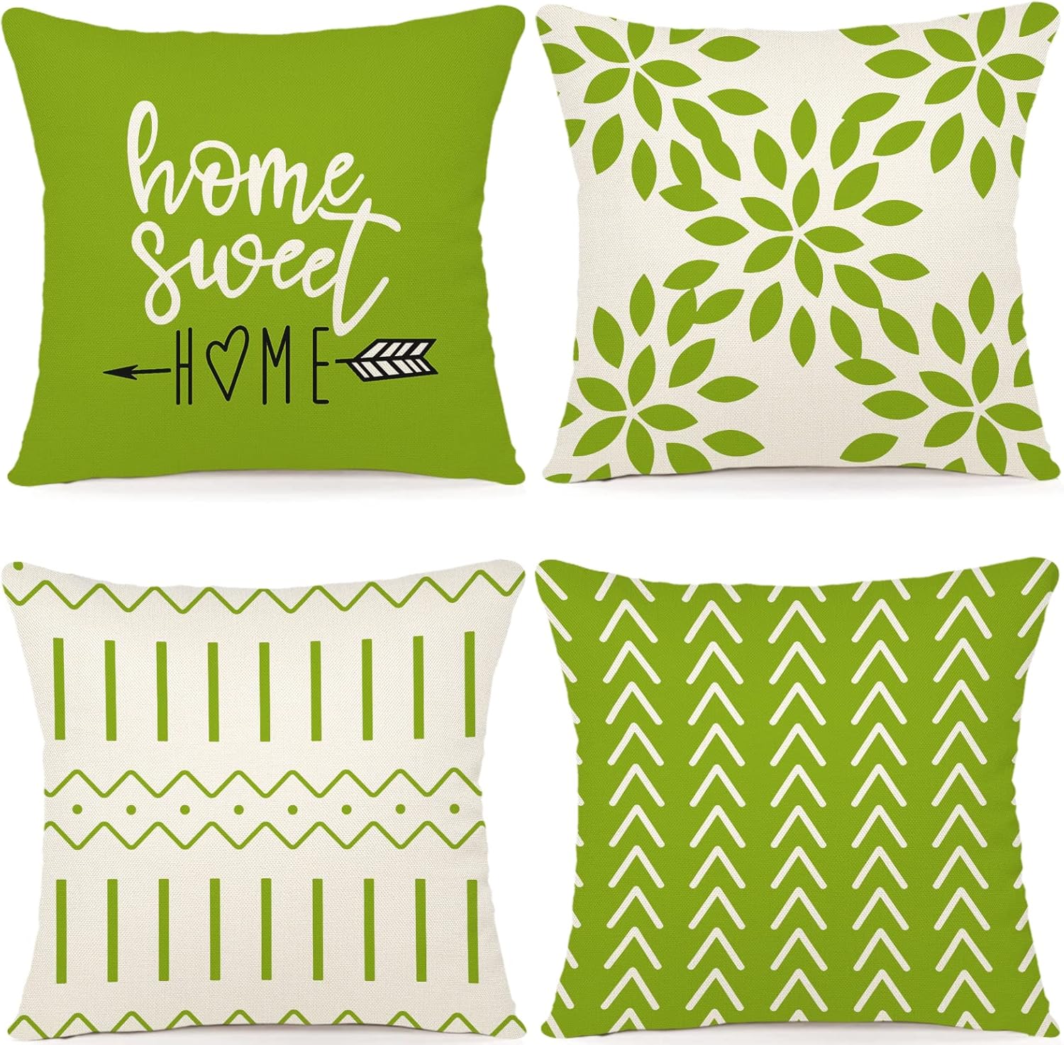 YCOLL – Juego de 4 fundas de almohada de 18×18, moderna funda de cojín para sofá, funda de almohada decorativa de tela de lino para exteriores para