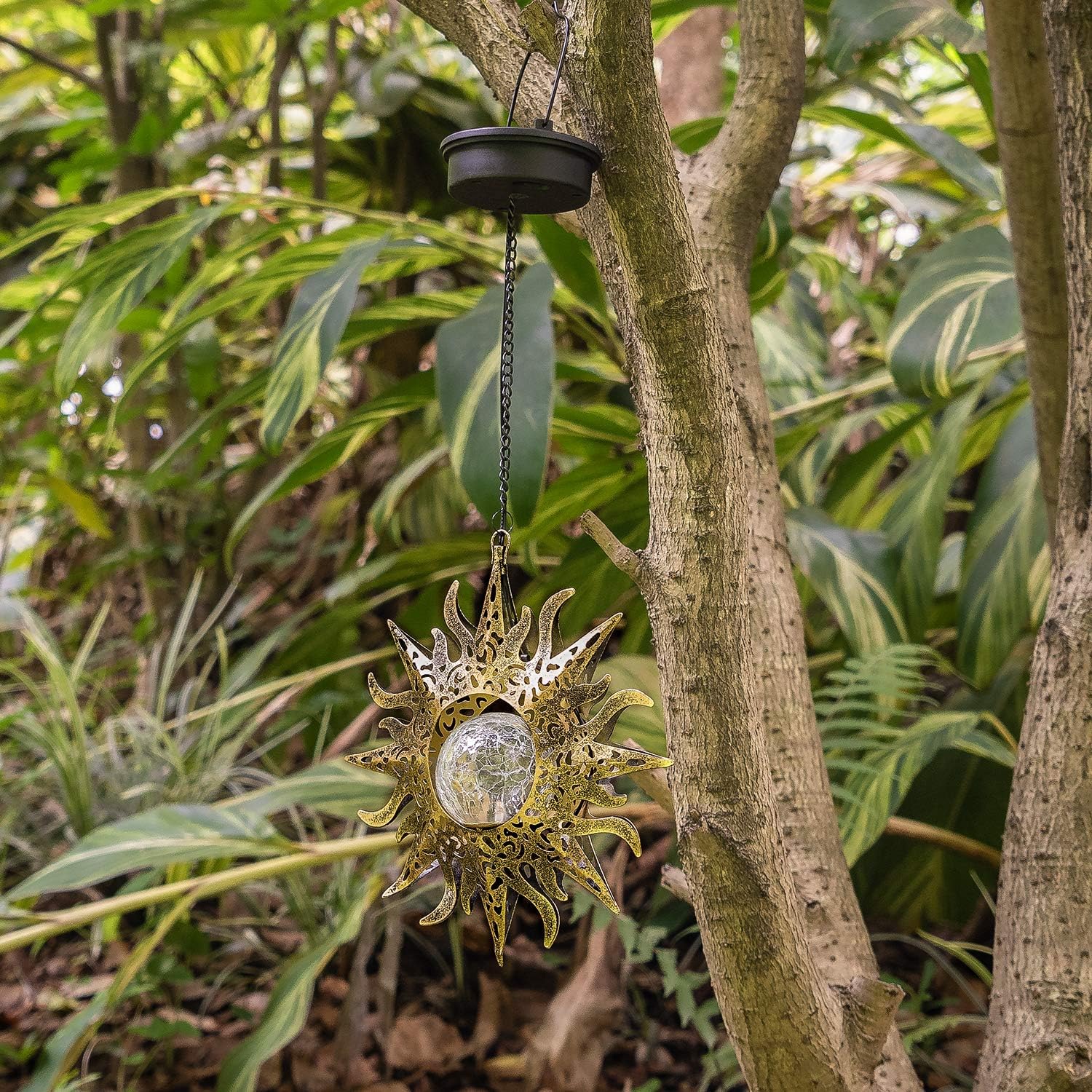 Luces solares para decoración de jardín al aire libre, faroles colgantes de metal con girasol, regalos impermeables para patio, porche, césped,