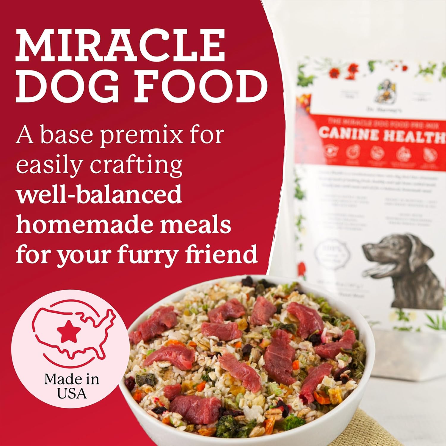 Dr. Harvey’s Canine Health Miracle Dog Food, mezcla de base deshidratada de grado humano para perros con granos enteros orgánicos y verduras (tamaño