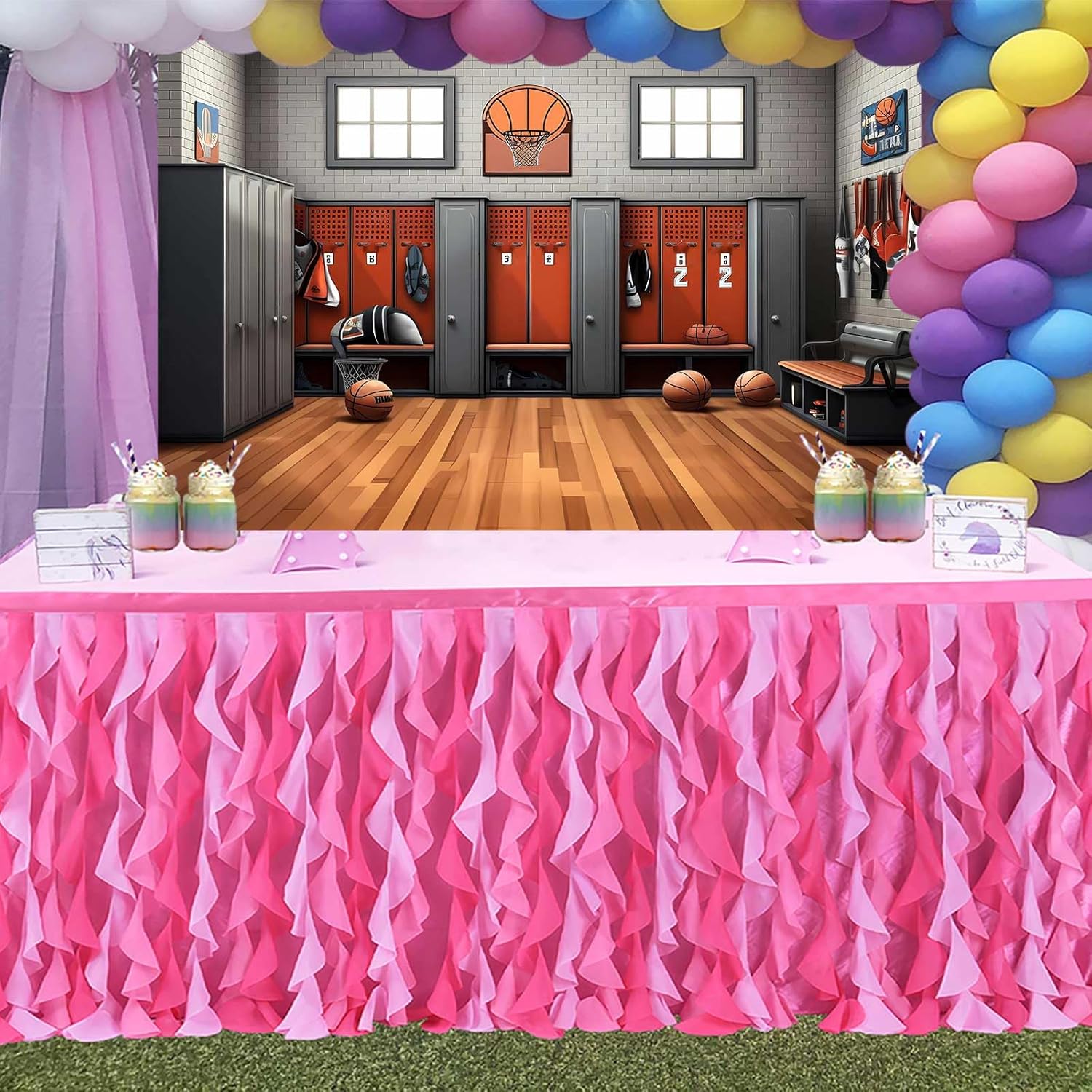 Fondo de baloncesto para vestuario, 7 x 5 pies, fondo de fotografía de gimnasio con temática deportiva, suministros de fiesta, decoración de club de