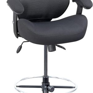 LONGBOSS Silla de redacción de malla para computadora, silla de oficina alta de pie con almohada de apoyo lumbar, reposabrazos ajustable en altura y LONGBOSS Silla de redacción de malla para computadora, silla de oficina alta de pie con almohada de apoyo lumbar, reposabrazos ajustable en altura y