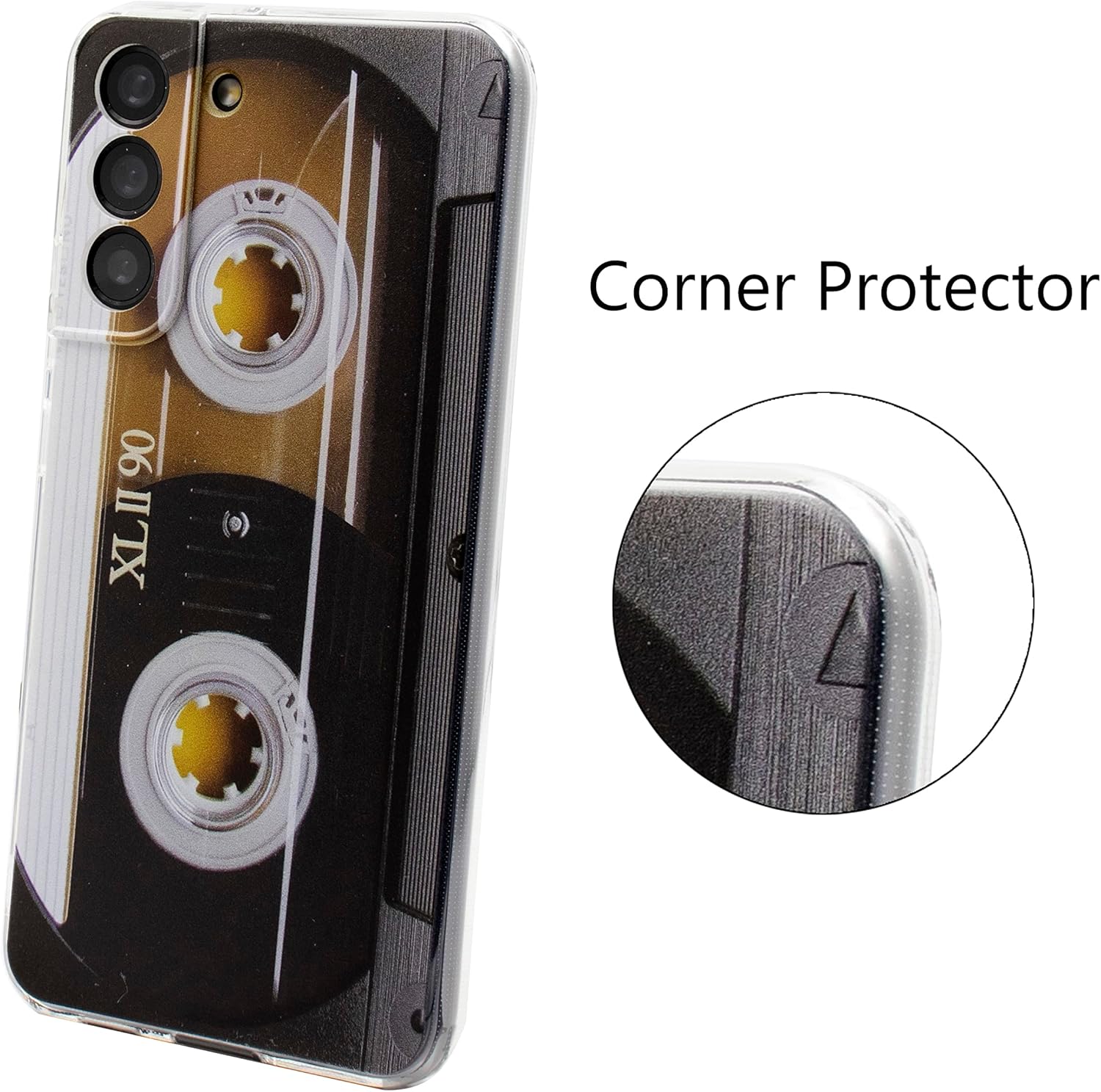TNCYOLL Compatible con Samsung Galaxy S22 Cool Case, cinta de casete a prueba de golpes con música Cool Funda protectora para Samsung Galaxy S22