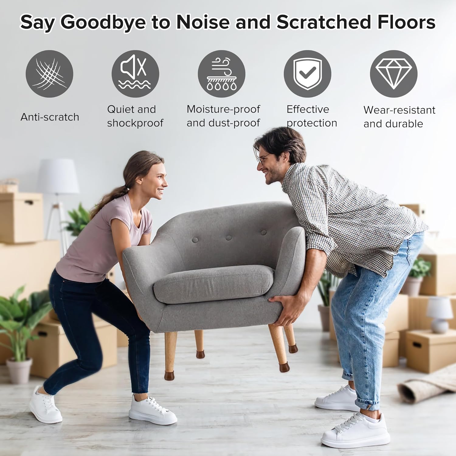 24 protectores de suelo de silicona mejorados para patas de silla para suelos de madera dura, deslizadores de muebles para patas de silla,