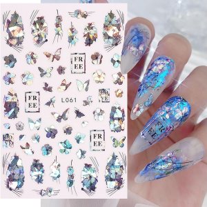 8 hojas de calcomanías de arte de uñas de flores de animales, calcomanías autoadhesivas 3D de mariposas, pavo real, suministros de arte de uñas, 8 hojas de calcomanías de arte de uñas de flores de animales, calcomanías autoadhesivas 3D de mariposas, pavo real, suministros de arte de uñas,