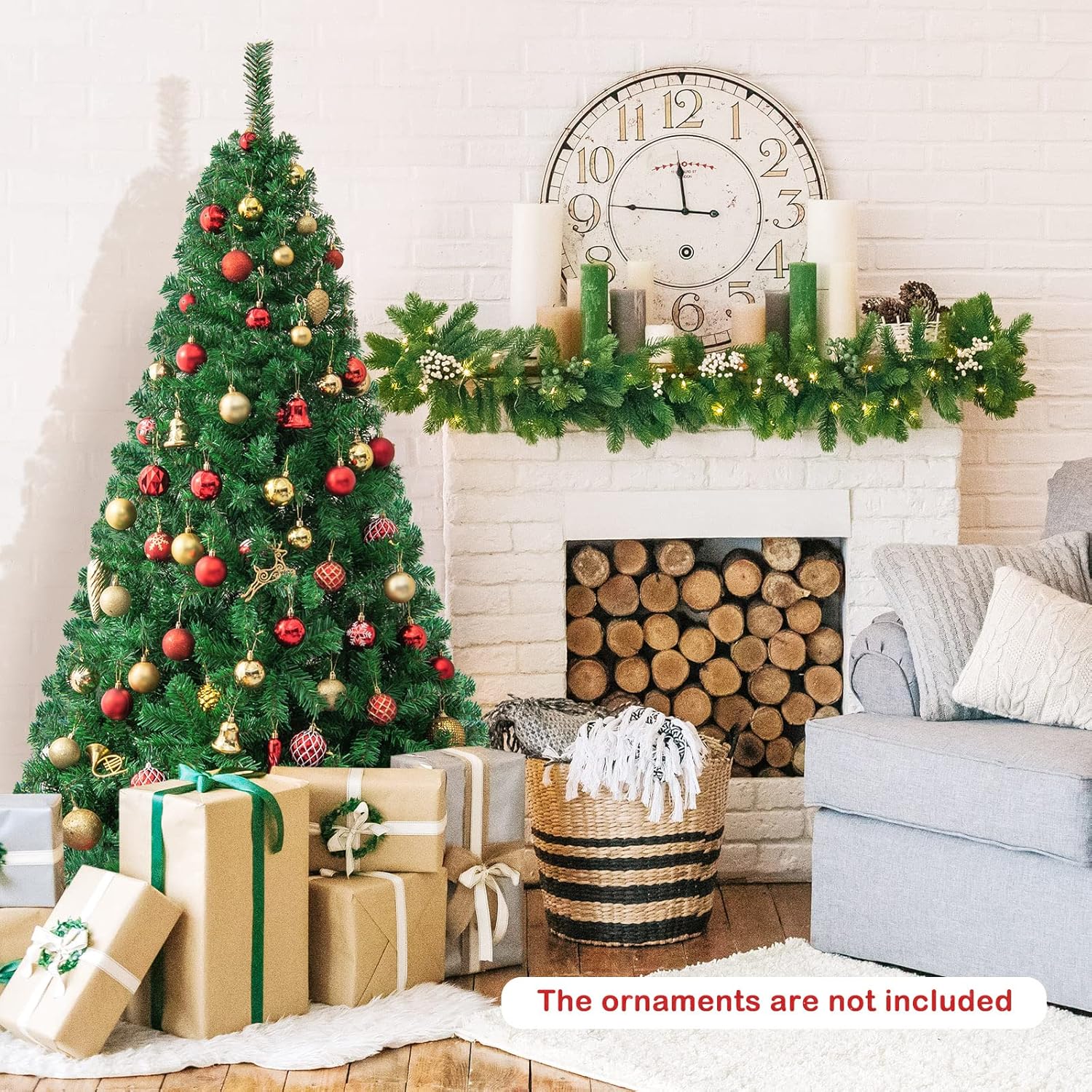 Árbol de Navidad artificial Goplus, pino de Navidad con patas de metal macizo, perfecto para decoración de Navidad en interior y exterior