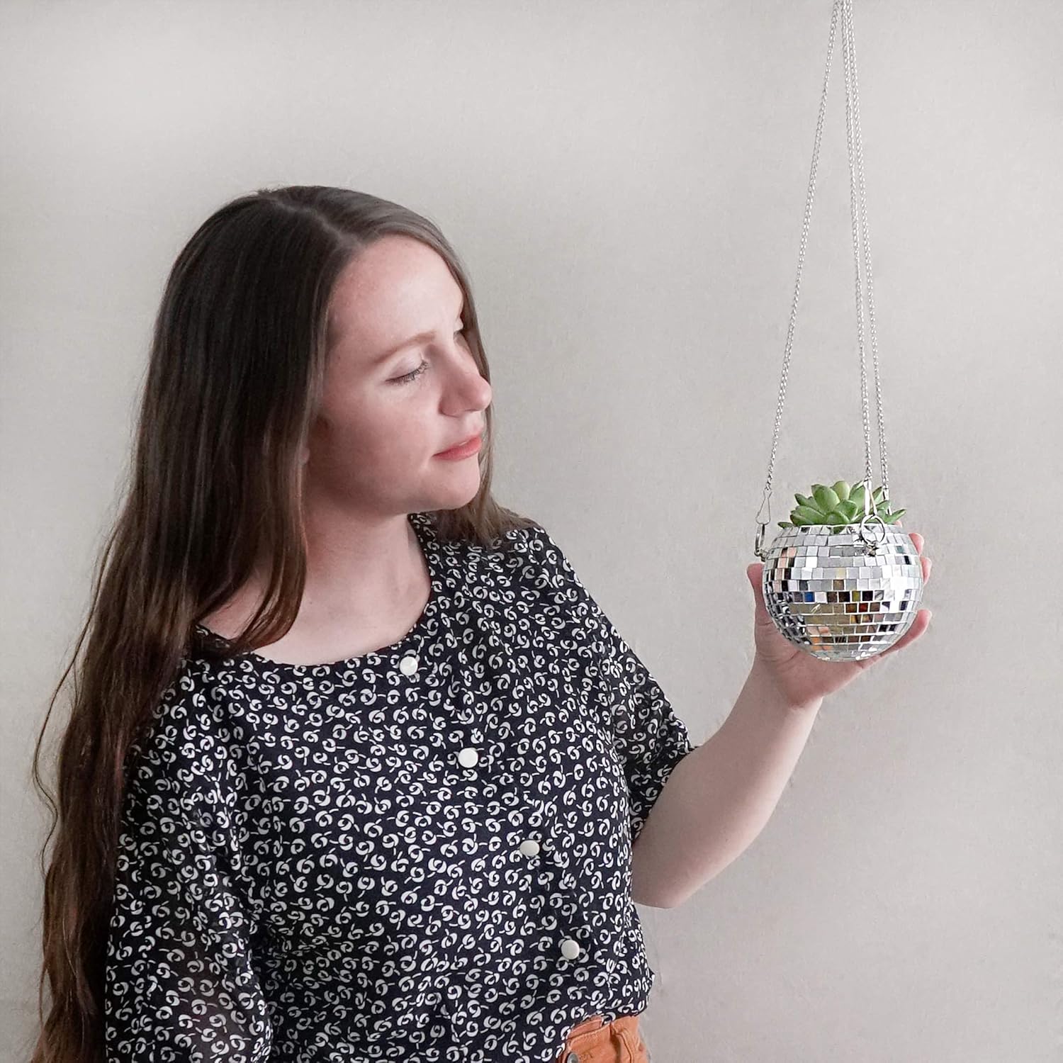 DADO Maceta de bola de discoteca de 4 pulgadas, maceta de discoteca para plantas de interior, colgador de plantas de bola de discoteca, macetas