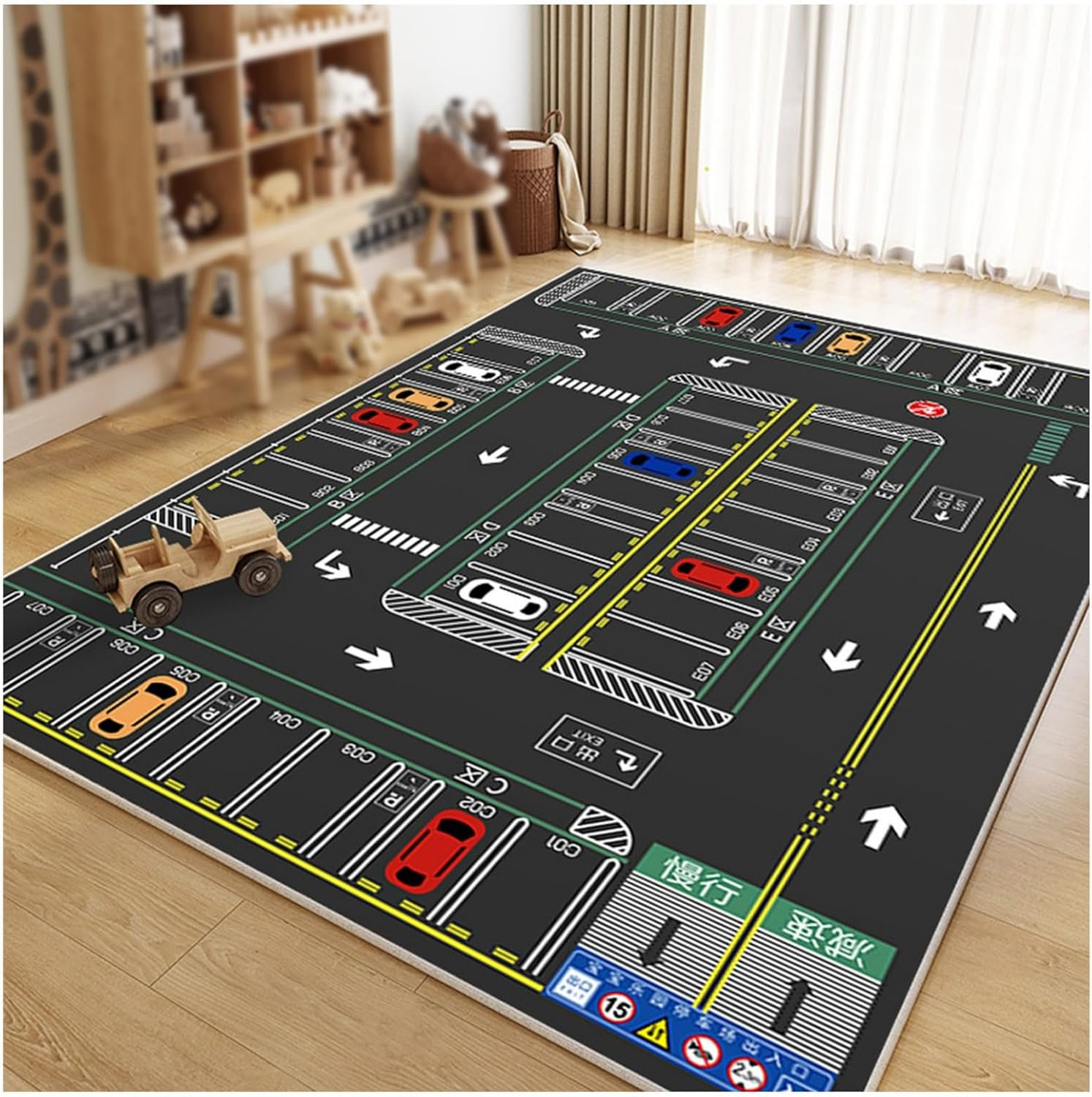 Alfombra de juego para automóvil, 4.6 x 6.6 pies, alfombra de carretera de la ciudad, tapete de juguete para sala de juegos, tapete para automóvil,