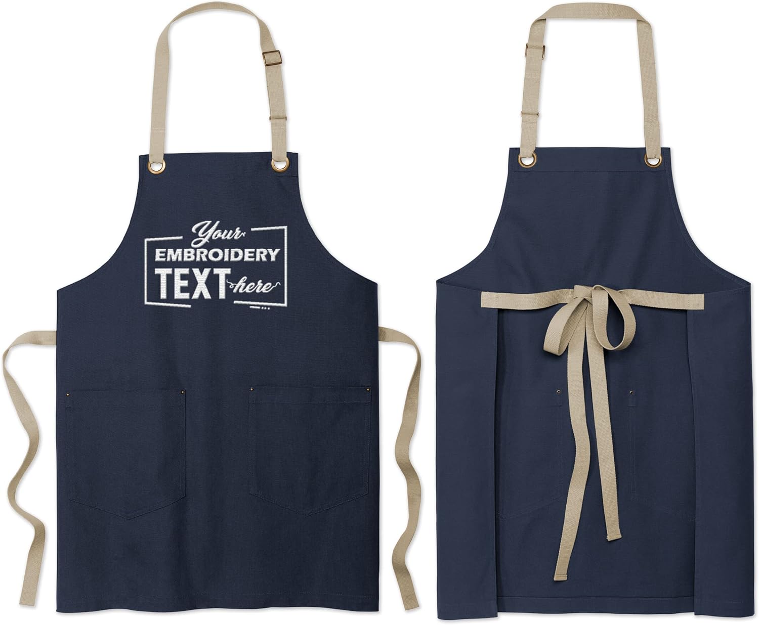 TEEAMORE Delantal de cocina bordado personalizado Añadir su nombre Diseño de logotipo Cocinar Hornear Cocina Chef Delantal Regalos