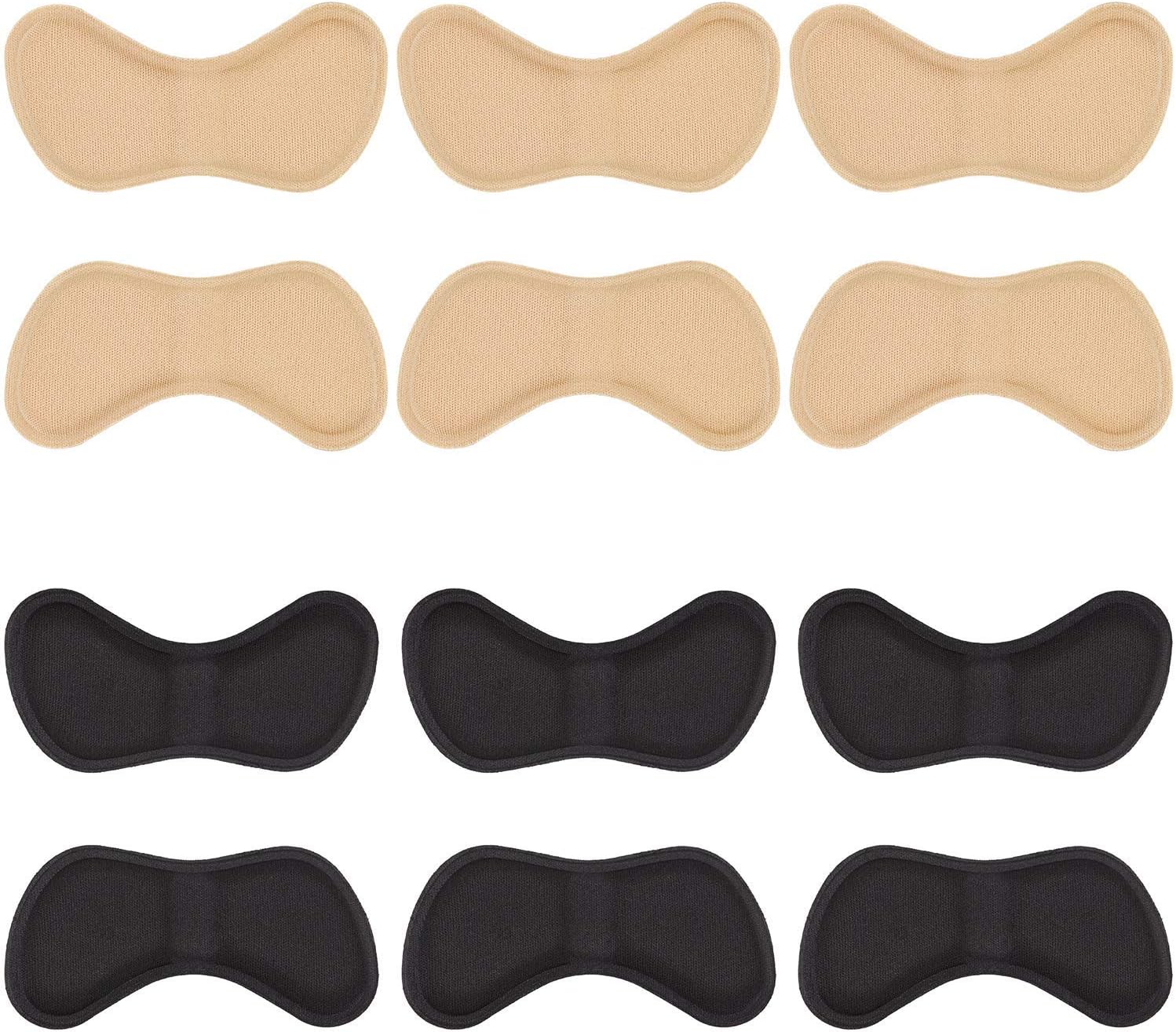 Calcomanías para el talón, plantillas de talón para mejorar el ajuste y la comodidad del zapato (3 negros y 3 beige)