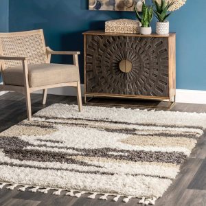 nuLOOM Elliot – Alfombra de felpa suave abstracta con borlas, 4 x 6, beige nuLOOM Elliot – Alfombra de felpa suave abstracta con borlas, 4 x 6, beige