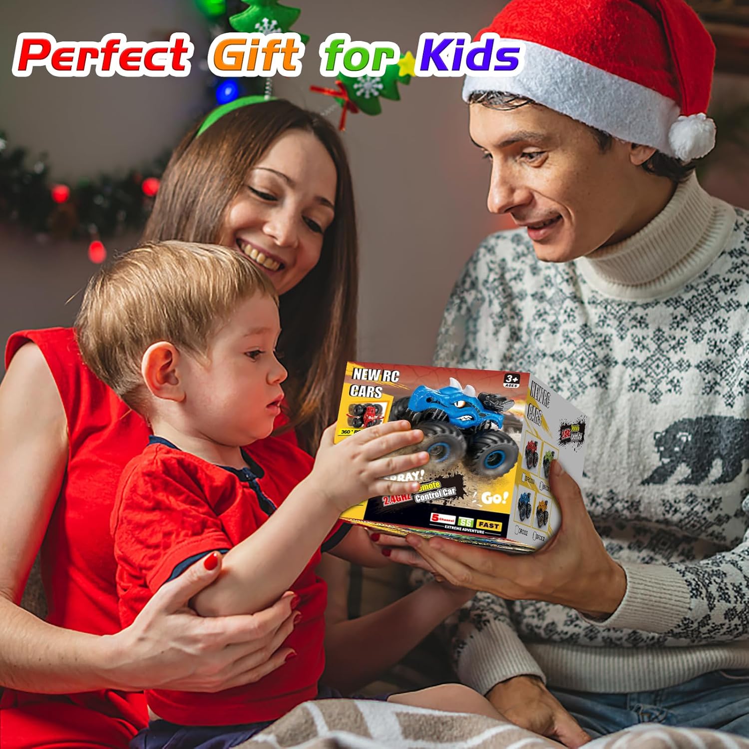 Scientoy Auto a control remoto, autos RC giratorios de 360 para niños de 4 a 7 años con aerosol, luz y sonido, camiones monstruos todo terreno de