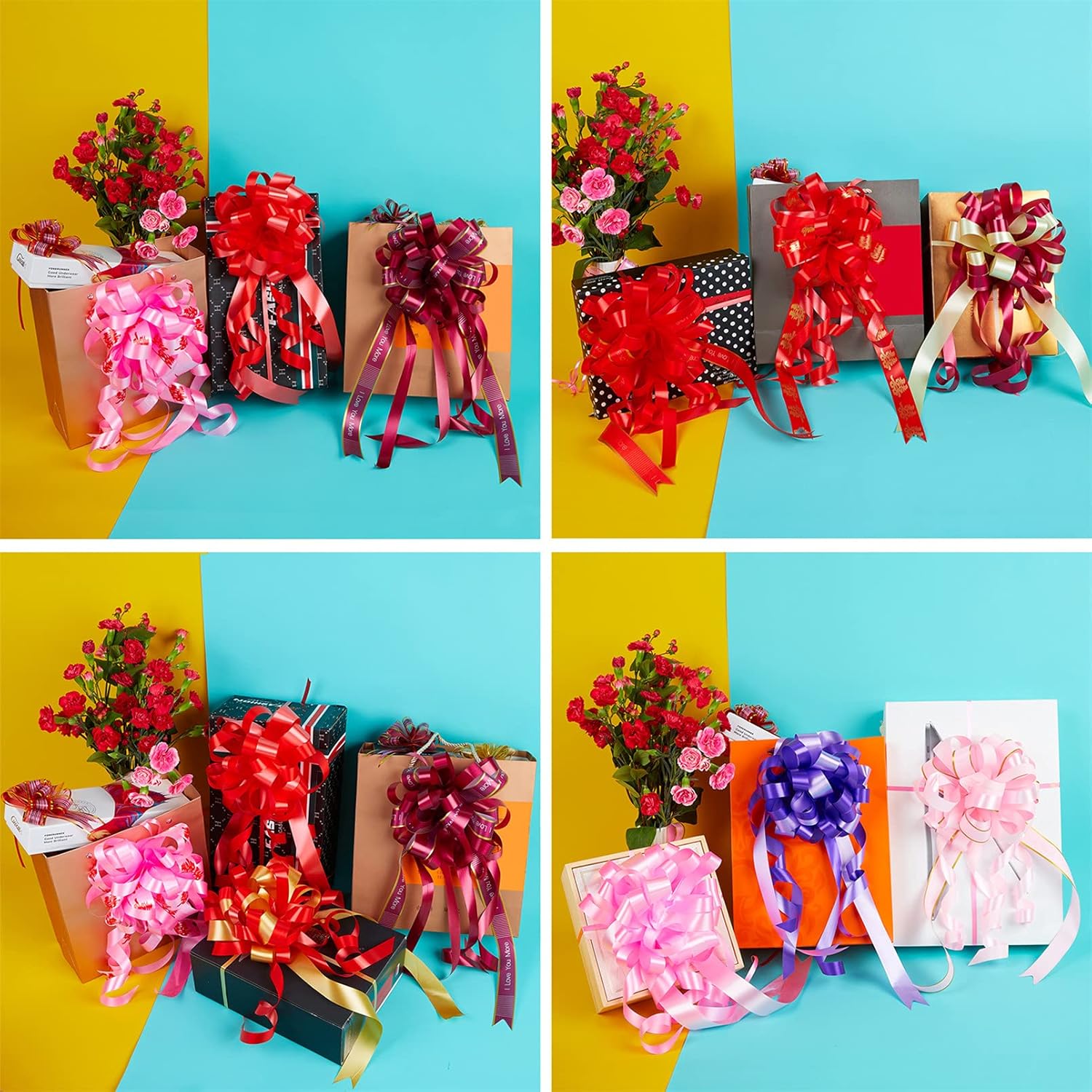 Lazos de regalo grandes para regalo de Navidad, lazos y cintas para canasta de regalo, A1-10 unidades, oro rojo