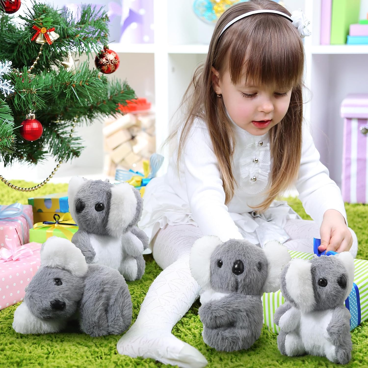 Poen 9 piezas de animales de peluche de koala de peluche, lindos animales de peluche pequeños, mini juguete de koala con cadena de perlas, koala