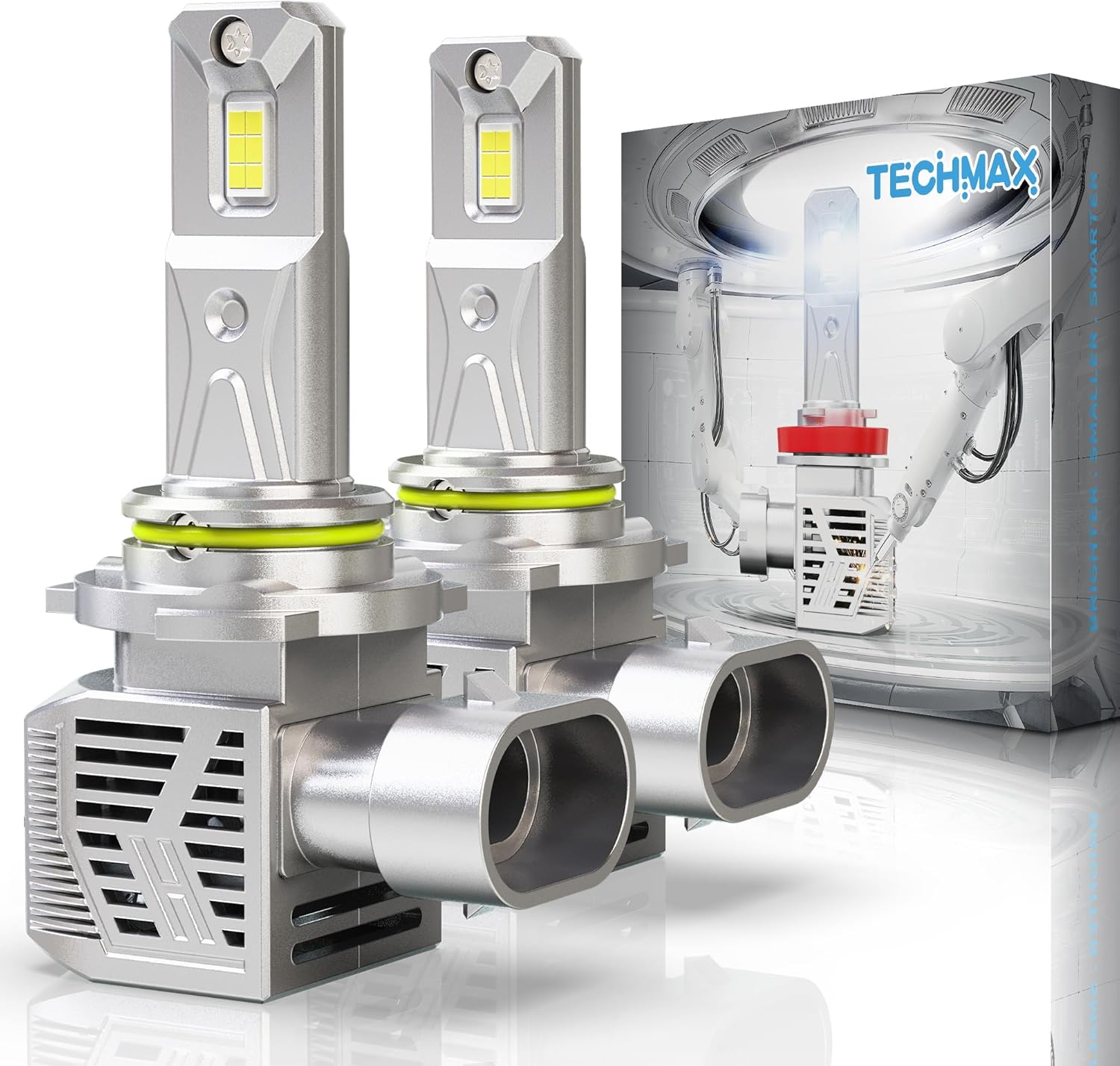 TECHMAX Bombillas LED 9012, 25000 lúmenes, 120 W, 6500 K, xenón, luz antiniebla blanca Plug & Play, con ventilador de refrigeración 9012HIR2,