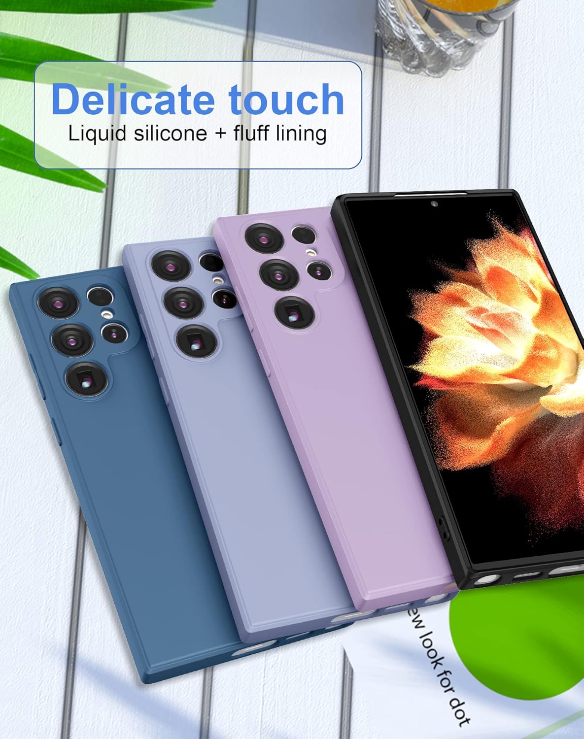 Foluu Funda de silicona para Samsung Galaxy S23 Ultra, funda protectora de goma de gel líquido con forro de microfibra suave, funda delgada y rígida