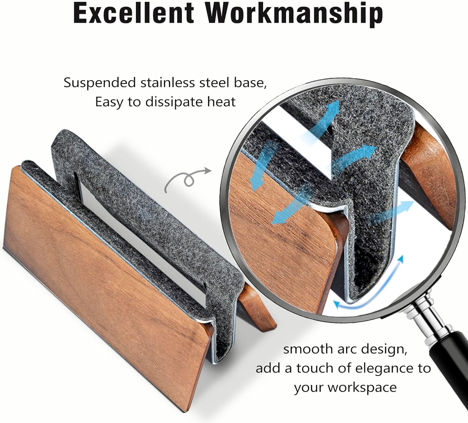 SAMDI Soporte vertical para portátil, soporte vertical para portátil, soporte vertical de madera, compatible con todos los MacBook, HP, Samsung,