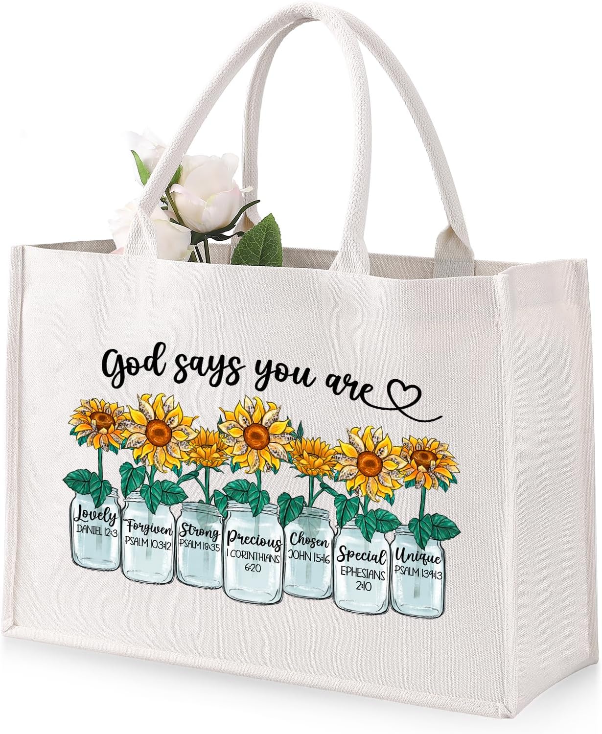 LEADO Bolsa de lona grande, bolsa de compras reutilizable, regalos cristianos para mujeres, regalos religiosos, regalos de inspiración para mujeres,