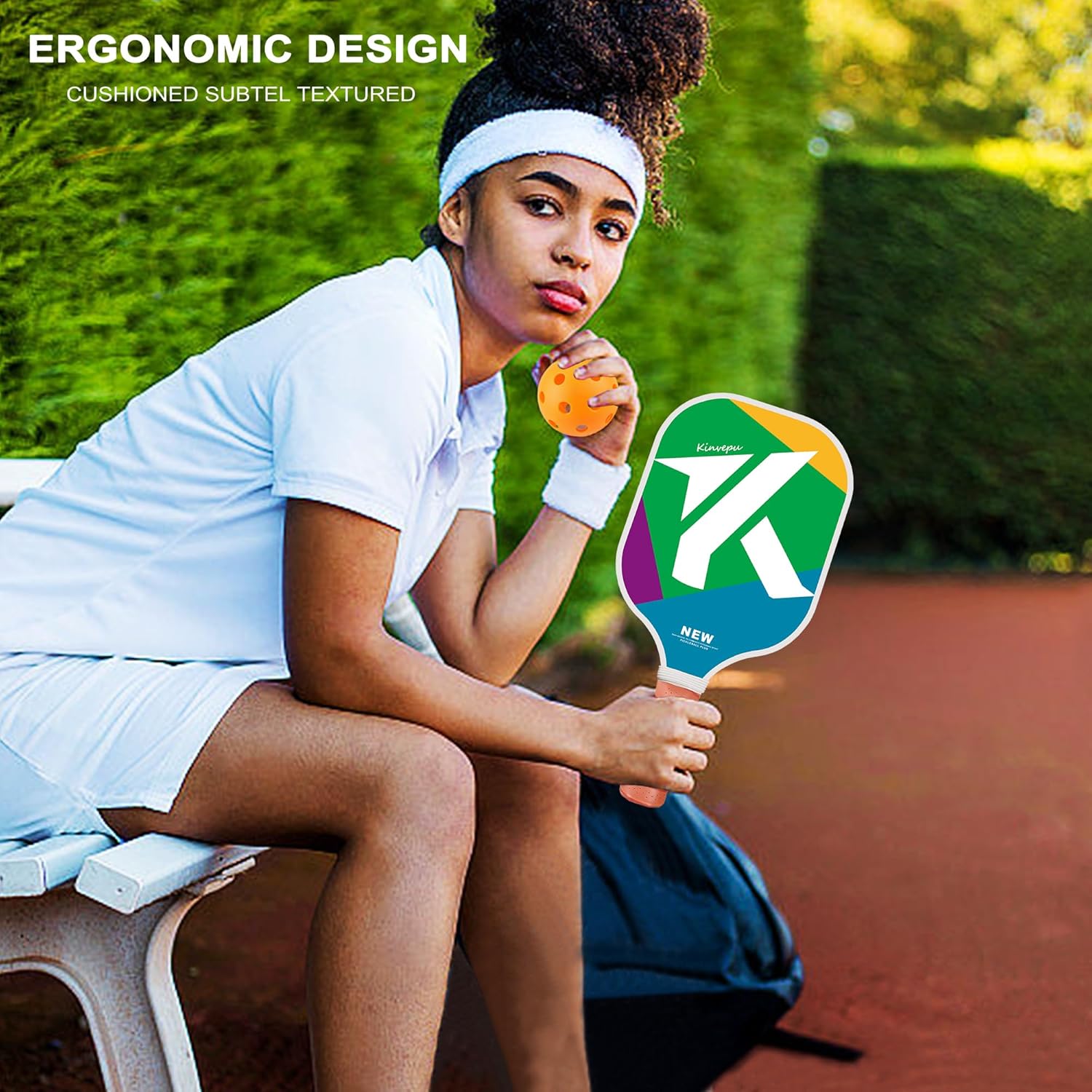KINVEPU Juego de 4 palas de pickleball, raquetas de fibra de vidrio y accesorios para adultos, 4 bolas de pickleball, regalos para hombres y