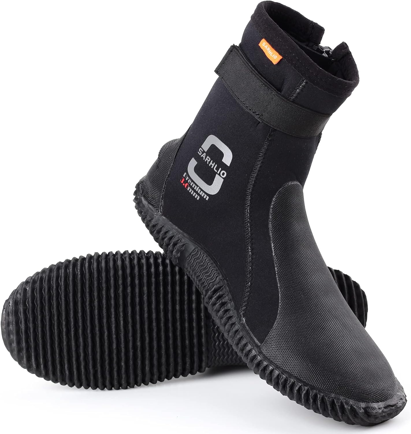 SARHLIO Botas de buceo de neopreno con cremallera de 0.118 in con suela antideslizante para deportes acuáticos, buceo, esnórquel, rafting, kayak,