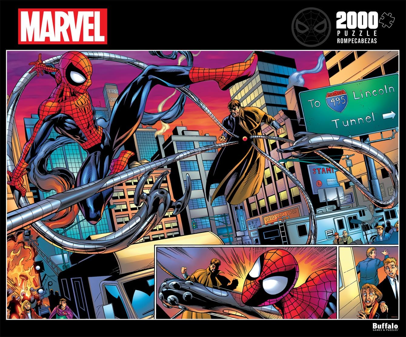 Buffalo Games – Spider-Man vs. Doctor Octopus – Rompecabezas de 2000 piezas para adultos, rompecabezas desafiante perfecto para noches de juego –