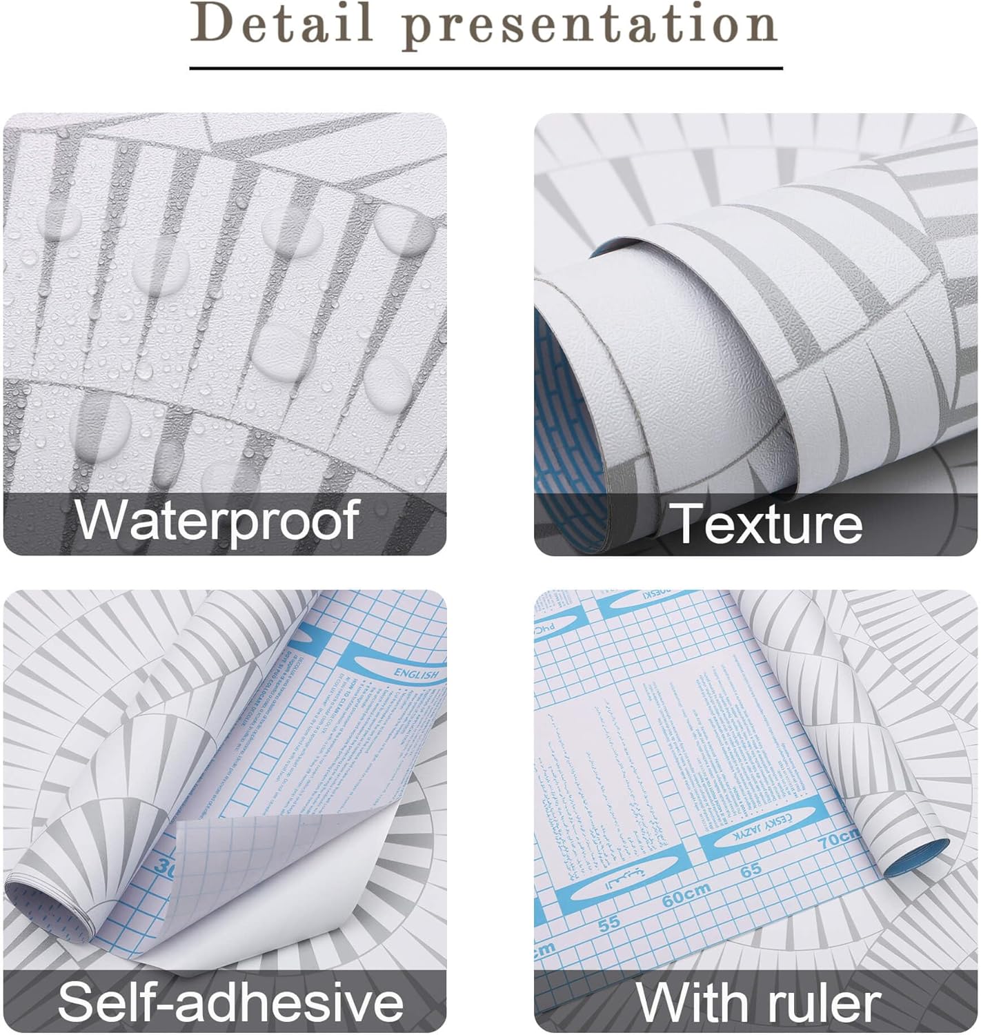 Heroad Papel tapiz de 17.3 x 118 pulgadas, papel tapiz de círculo blanco, papel tapiz geométrico moderno, papel de contacto blanco para gabinetes,