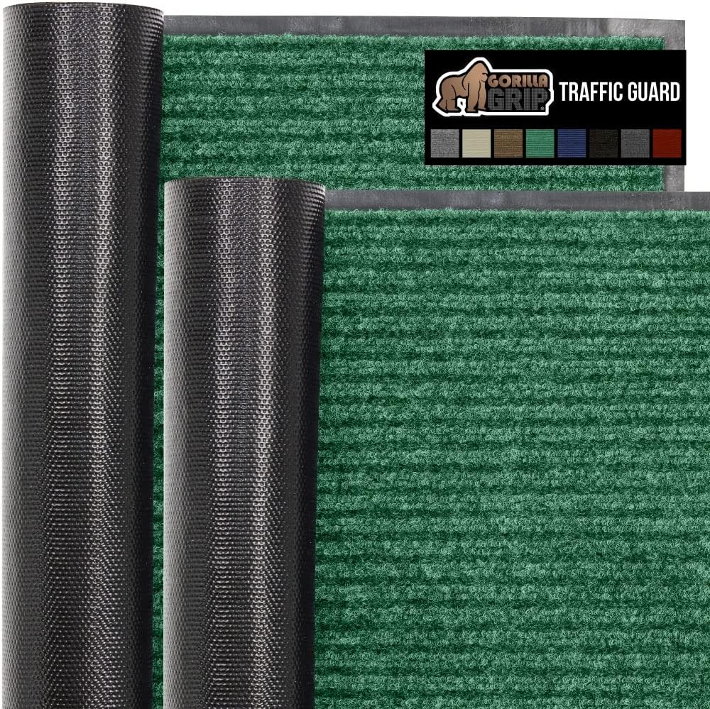 Gorilla Grip – Tapete afelpado original de goma con perfil bajo, paquete de dos, resistente, duradero, impermeable y fácil de limpiar para interior