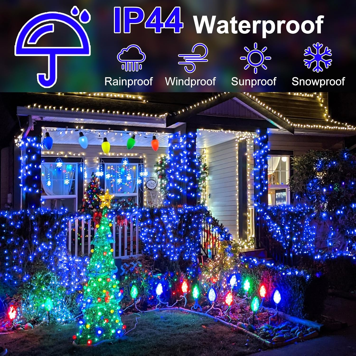 FLVOECN 1200 luces LED de Navidad de 392 pies, decoración al aire libre, 8 modos y temporizador de memoria, luces de Navidad con enchufe remoto,