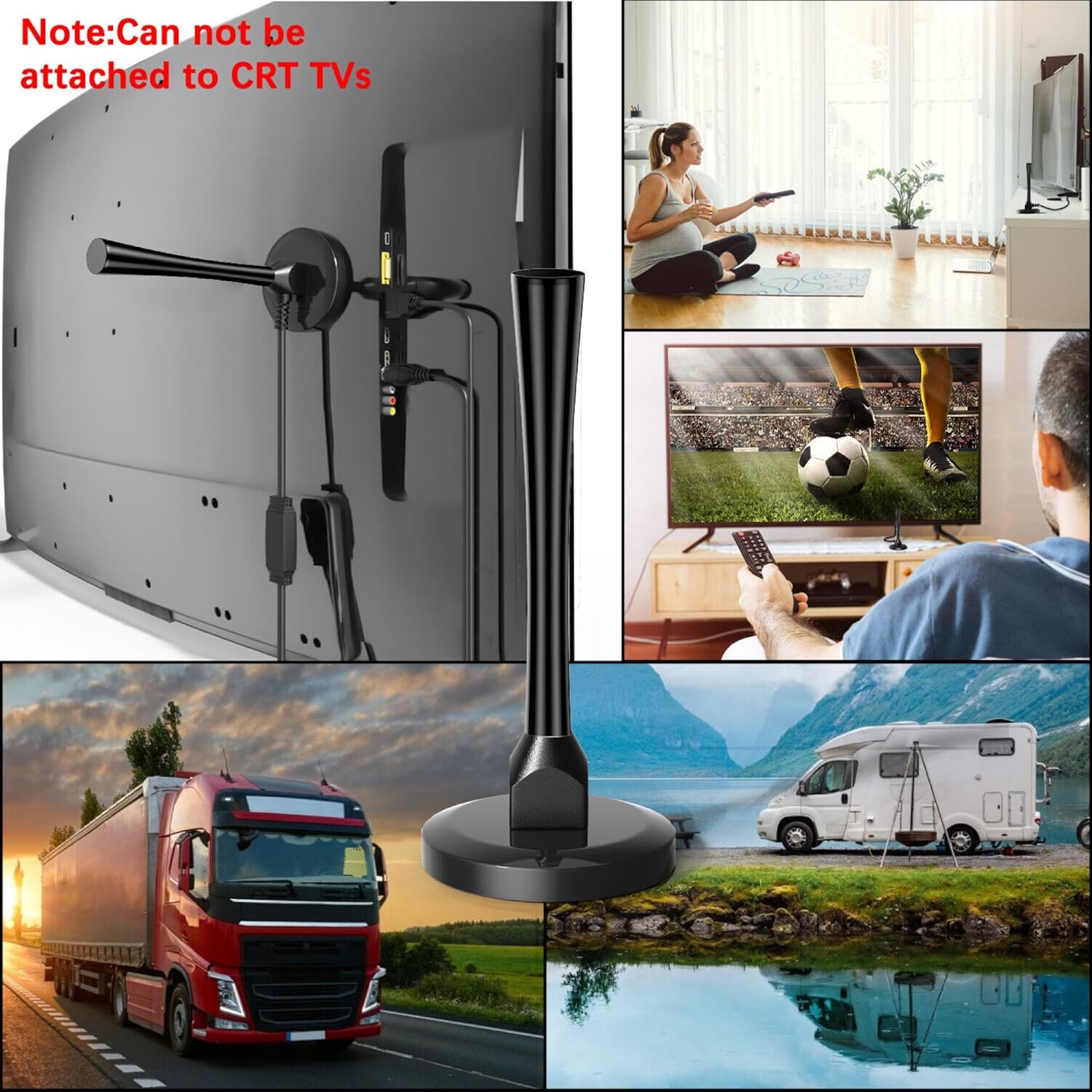 Antena de TV digital HD con base magnética, antena de TV interior para Smart TV, amplificador de rango de 300 millas, amplificador de señal,