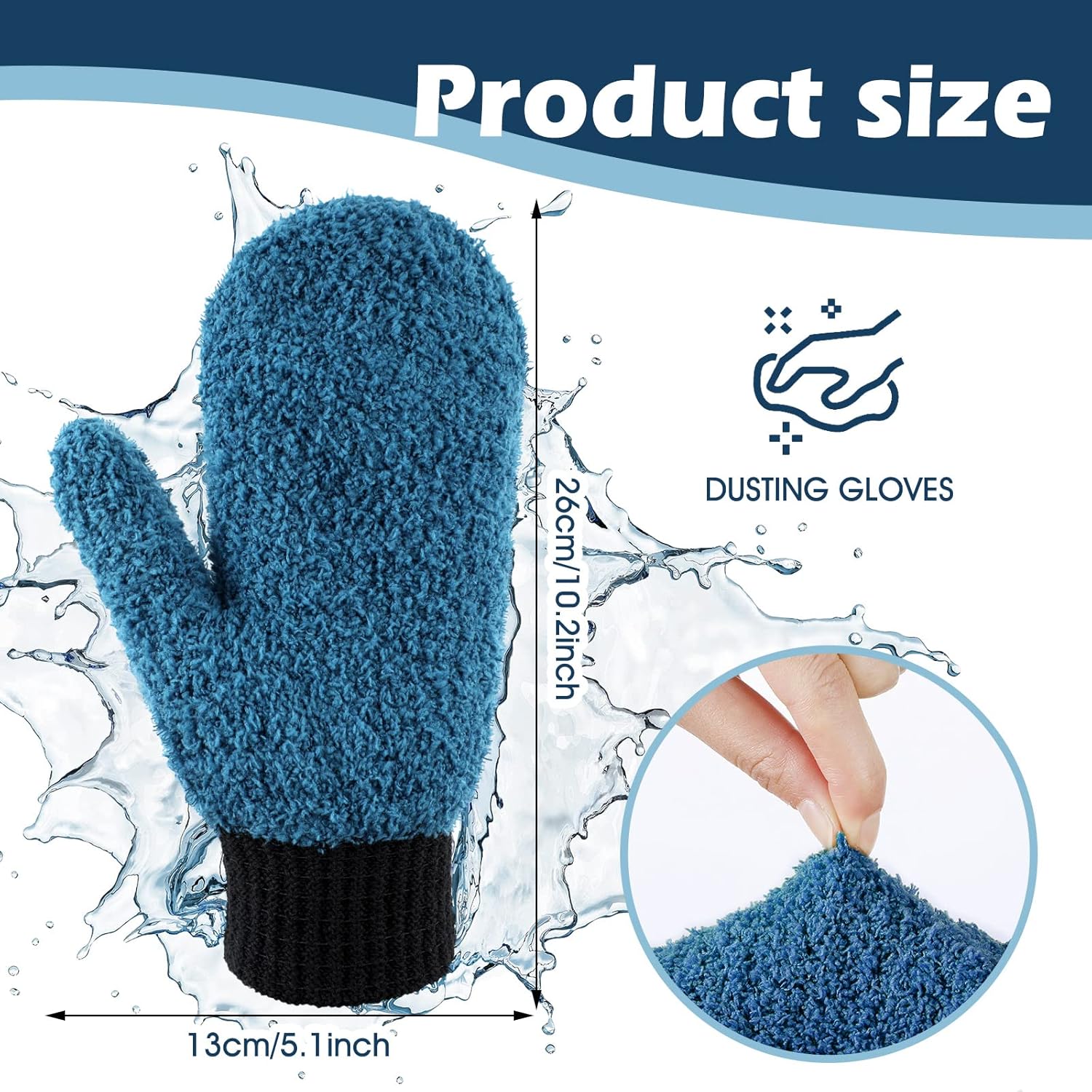 Bencailor 3 pares de guantes de microfibra para el polvo con manoplas de polvo para el pulgar, guantes de limpieza para el hogar, sin arañazos,