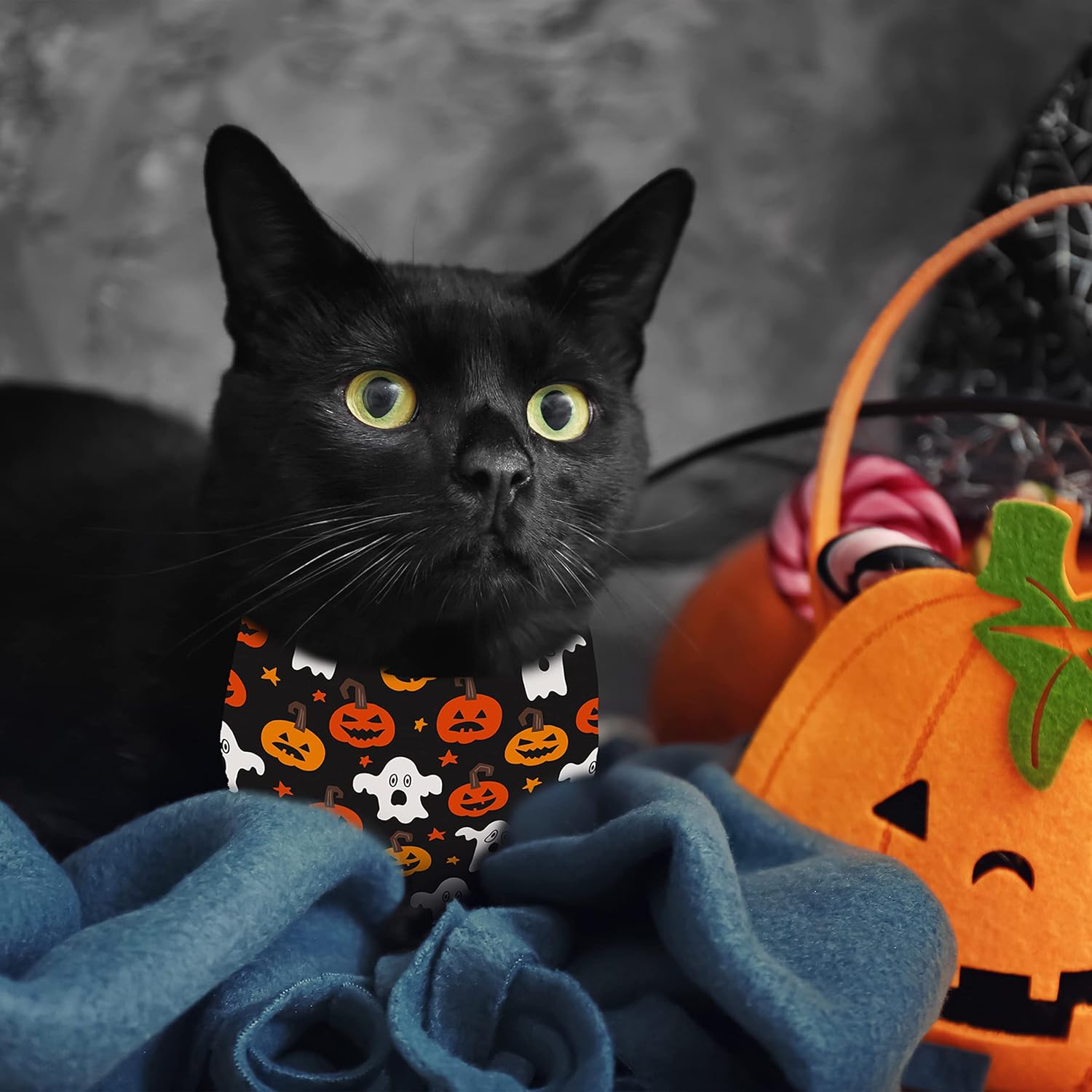 Bandana de Halloween para perro y gato, babero navideño y patrón de maíz de caramelo para cachorros grandes, medianos y pequeños mascotas