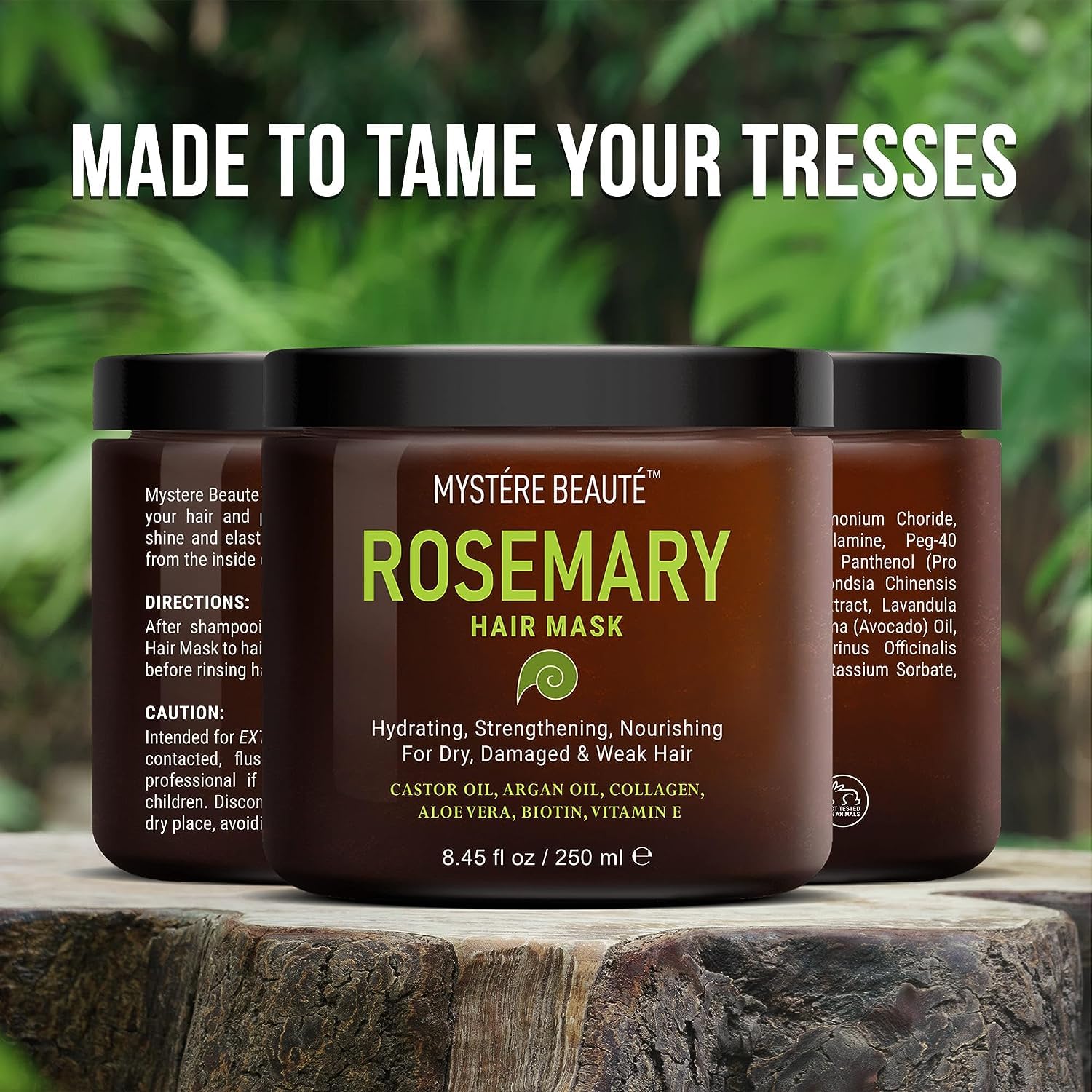 MYSTÉRE BEAUTÉ Romero – Mascarilla para el cabello dañado con colágeno, biotina, aceite de argán, acondicionador profundo fortalecedor para cabello