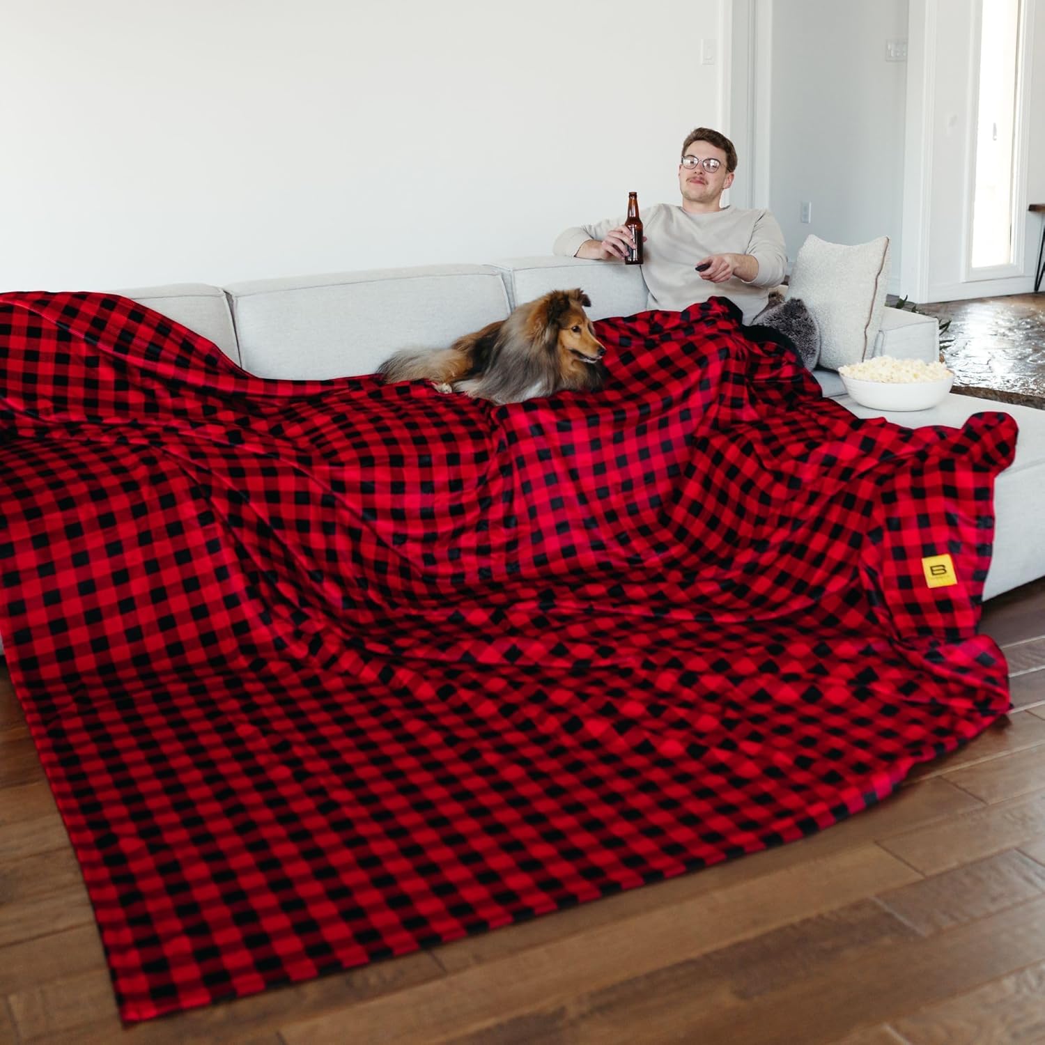 Big Blanket Co – Manta extra grande  Original Stretch, 10 x 10 pies, acogedora, sedosa, suave y perfecta para noches de cine de verano, lavable a