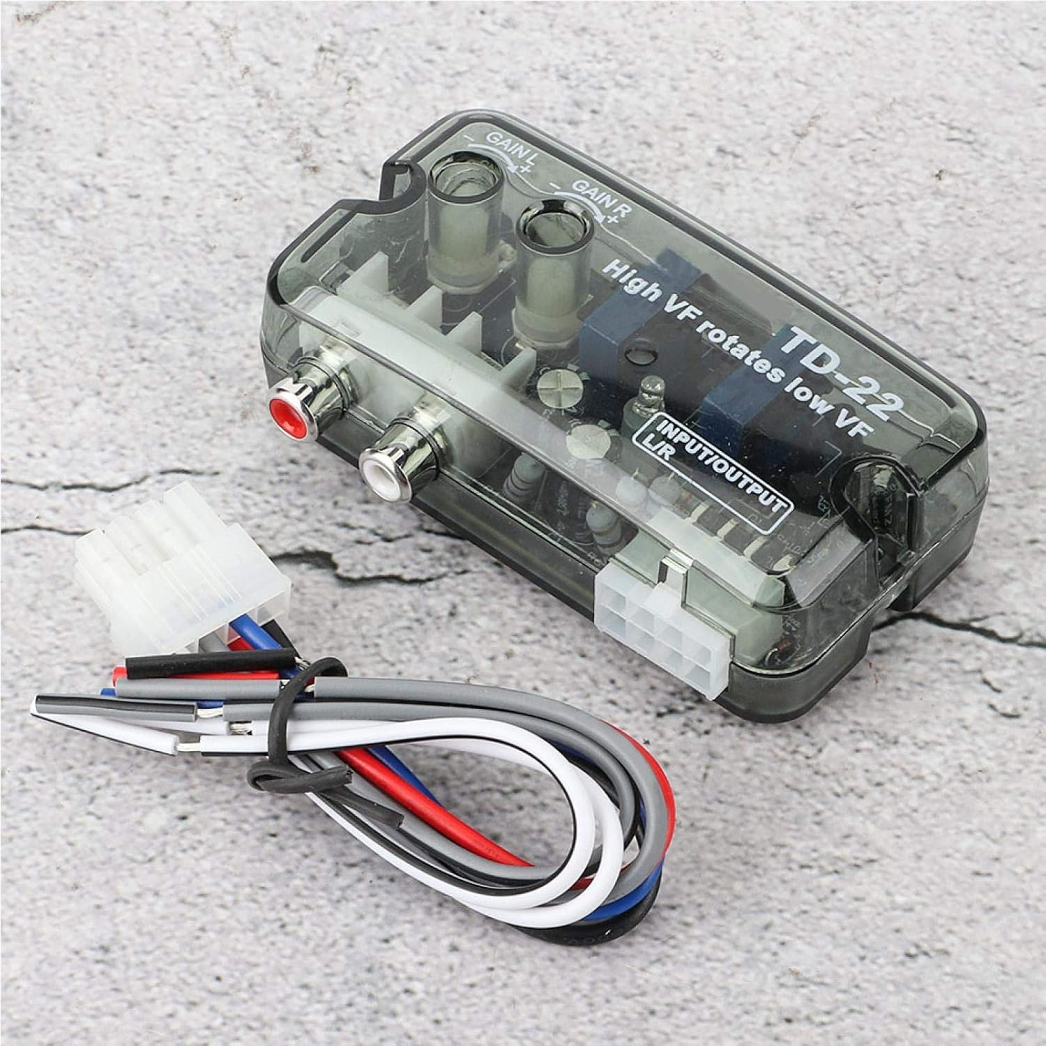 Fydun Convertidor de alto a bajo para audio de coche, convertidor de audio estéreo de alta a baja frecuencia, convertidor de nivel de altavoz con