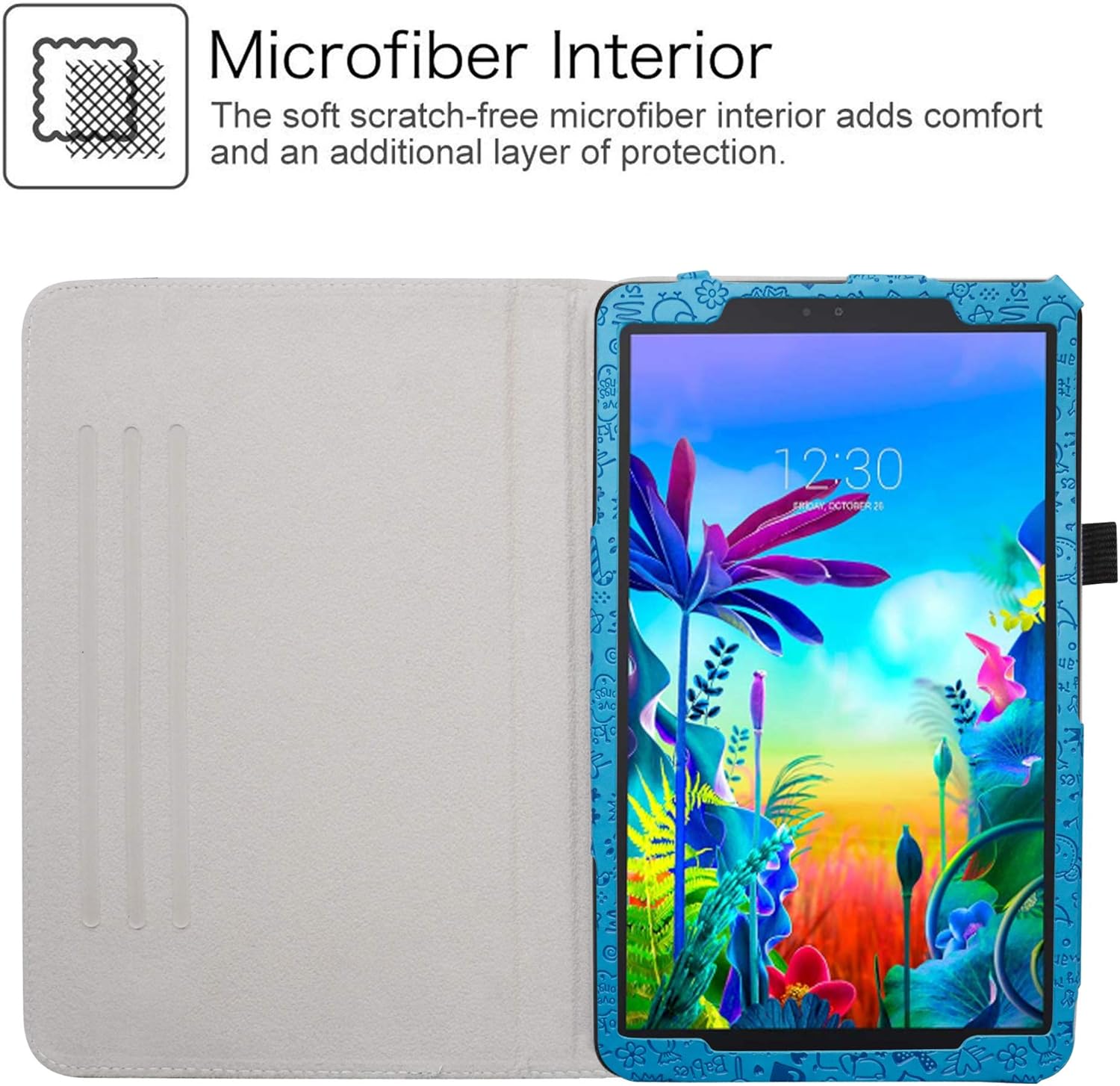 LiuShan Funda giratoria compatible con LG G Pad 5, soporte de rotación de 360 grados, piel sintética con bonito patrón para tablet LG G Pad 5 10.1