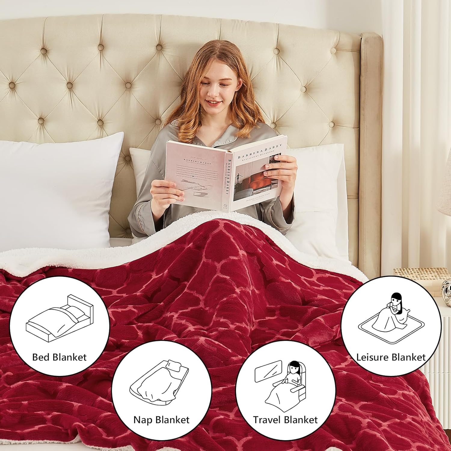 L’AGRATY Manta Sherpa  Manta de felpa para cama  Manta suave y mullida de 50 x 60 pulgadas  Manta cálida y esponjosa para silla y sofá  Manta de