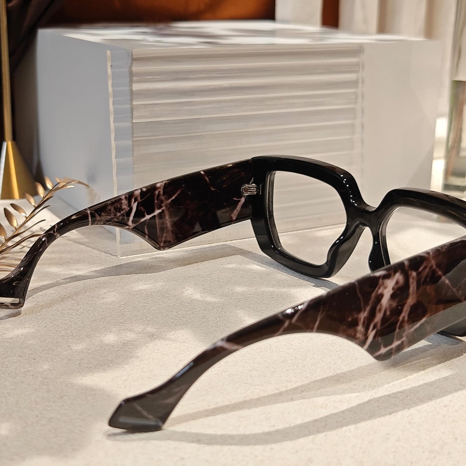 Laemzinv LA022 – Lentes de luz azul para mujer, marco cuadrado de acetato grueso de gran tamaño, para gafas de computadora y juegos