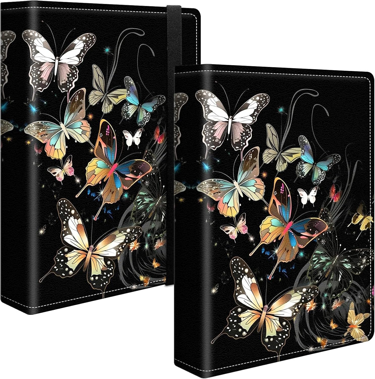 Álbum de fotos de mariposa de 5 x 7 pulgadas, 120 bolsillos con banda elástica fuerte, pequeña carpeta protectora de hojas de álbumes para fotos,