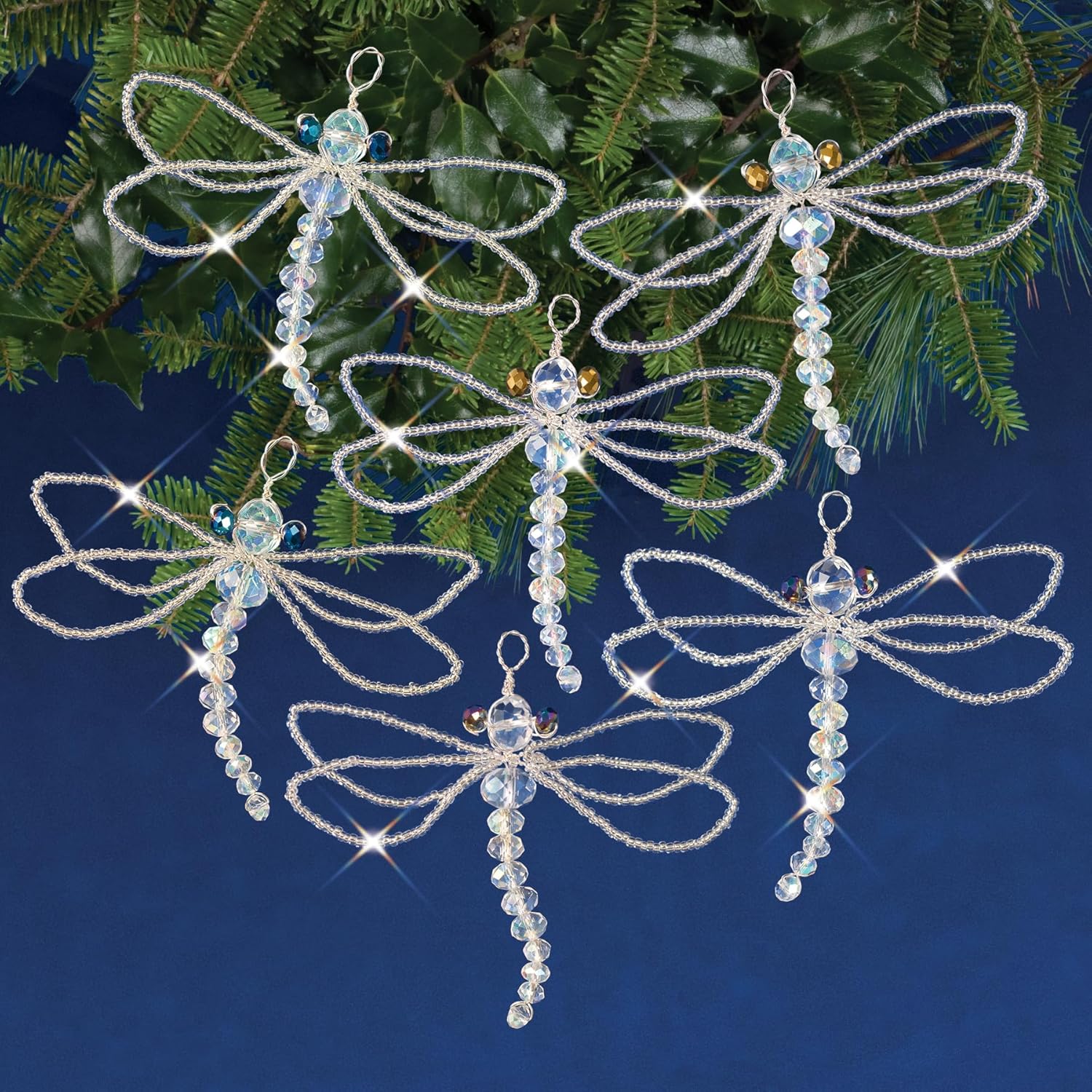 Solid Oak Kit Bead Orn Dragonflies, None