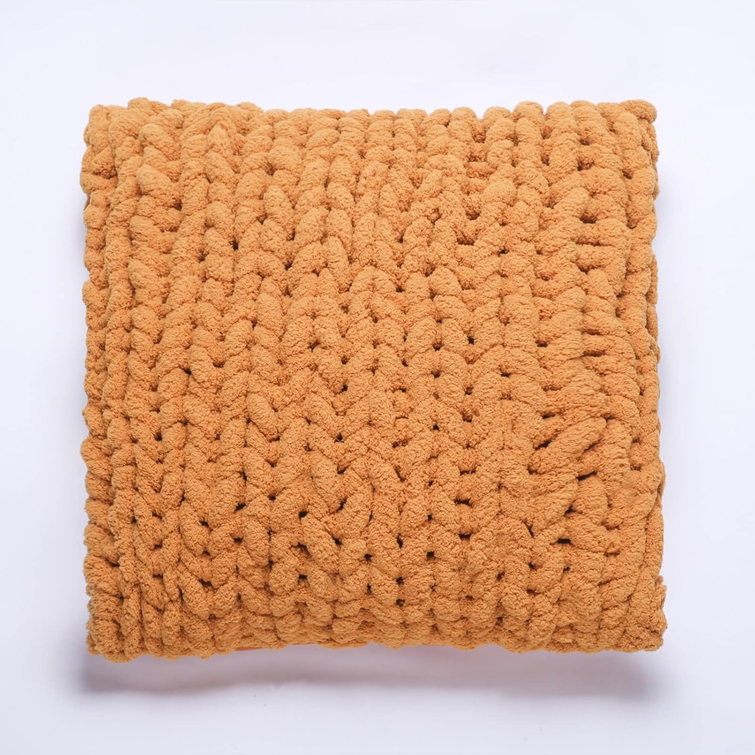 Fundas de almohada de punto grueso naranja quemado, 1 unidad, 18 x 18 pulgadas, cuadradas, estilo de lujo, fundas de almohada de ganchillo, fundas