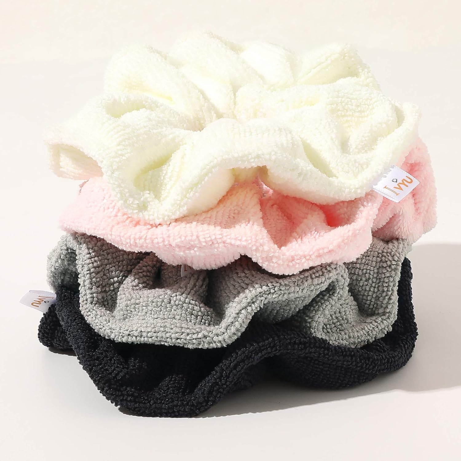 Ivyu Toalla de microfibra para secar el cabello, banda elástica grande de fibra para rizar el cabello para la ducha, productos para el cabello