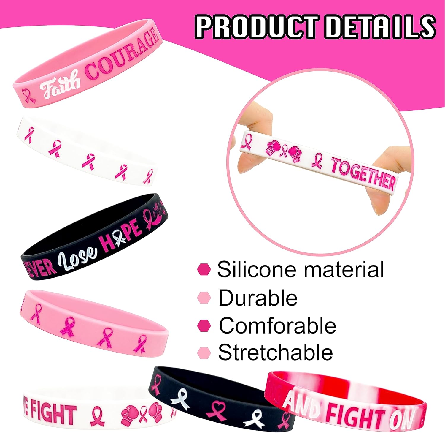 30 pulseras de silicona con cinta morada, esperanza, fuerza, fe, valor, concienciación, conciencia sobre el abuso animal, Alzheimer, lupus y cáncer