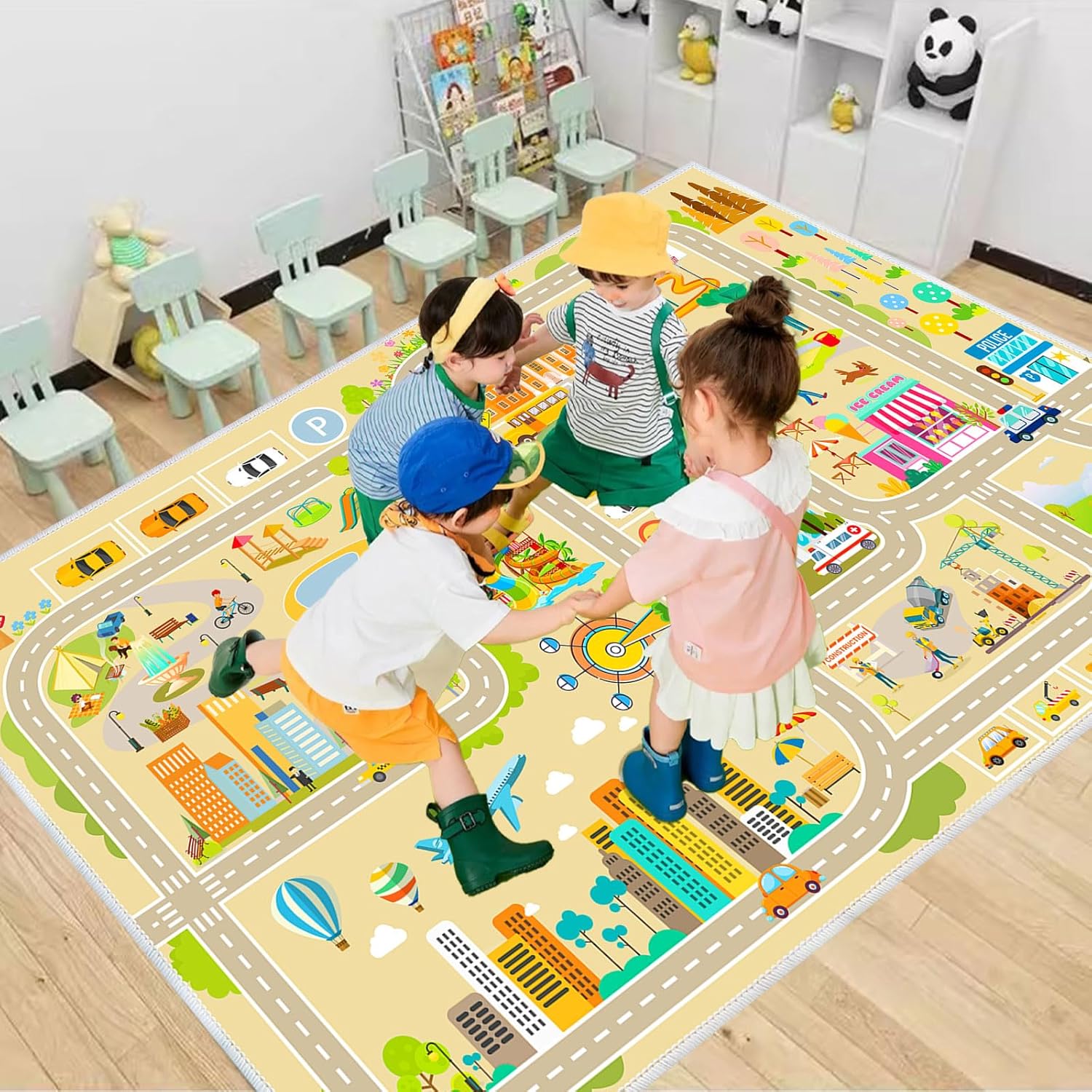 Alfombra de juego para niños, alfombra de coche para jugar a autos, juguetes, mapa de tráfico de la ciudad, alfombra de sala de juegos para niños,