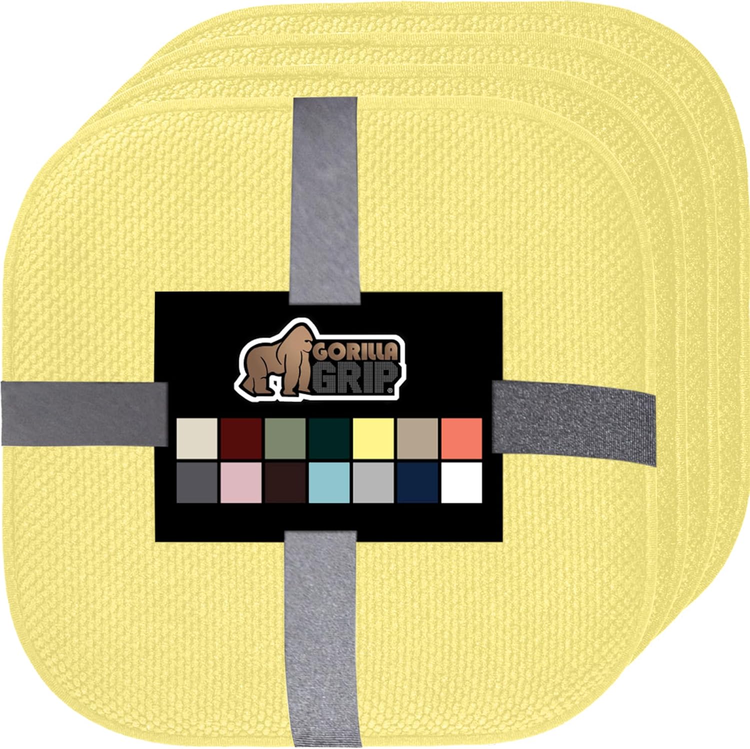 Gorilla Grip – Cojines de espuma viscoelástica para silla, de microfibra, se mantienen en su lugar, juego de 4, 16 x 16 pulgadas, amarillo