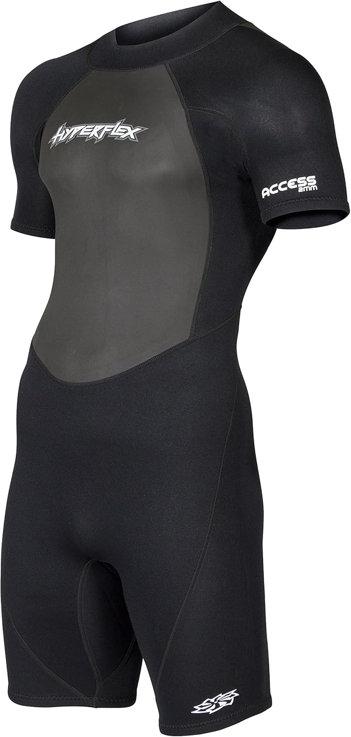 HYPERFLEX Traje de neopreno corto de 0.098in para hombre y mujer, para surf, deportes acuáticos, buceo, esnórquel, cómodo, flexible, ajuste