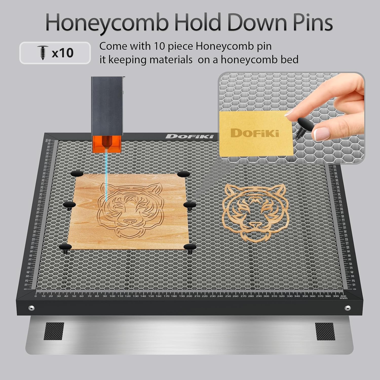Cama láser de panal de abeja de 15.748 in x 15.748 in, alfombrilla de corte de panal de acero para bandeja cortadora de grabador láser, tamaño de