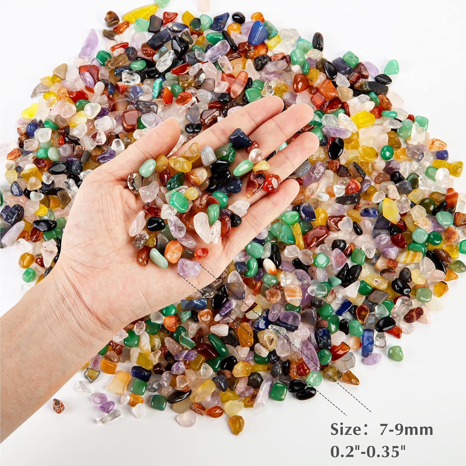 RIFNY Coloridas rocas decorativas de cristal de 0.3 pulgadas, piedras pulidas para relleno de jarrón, acuario, pecera, grava, plantas de aire,