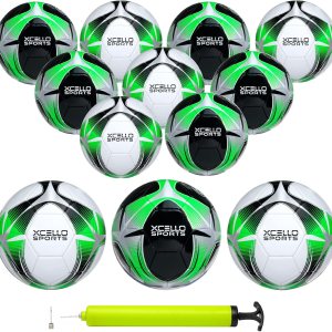 Xcello Sports Balón de fútbol (negroverdeplata, blancoverdeplateado) con bomba Xcello Sports Balón de fútbol (negroverdeplata, blancoverdeplateado) con bomba